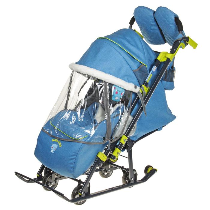 Санки-коляска "Ника детям 7-3/1", цвет синий