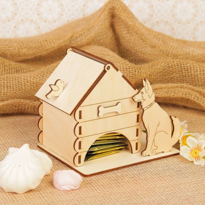 Чайный домик из фанеры "Будка с собакой" 13х17 см