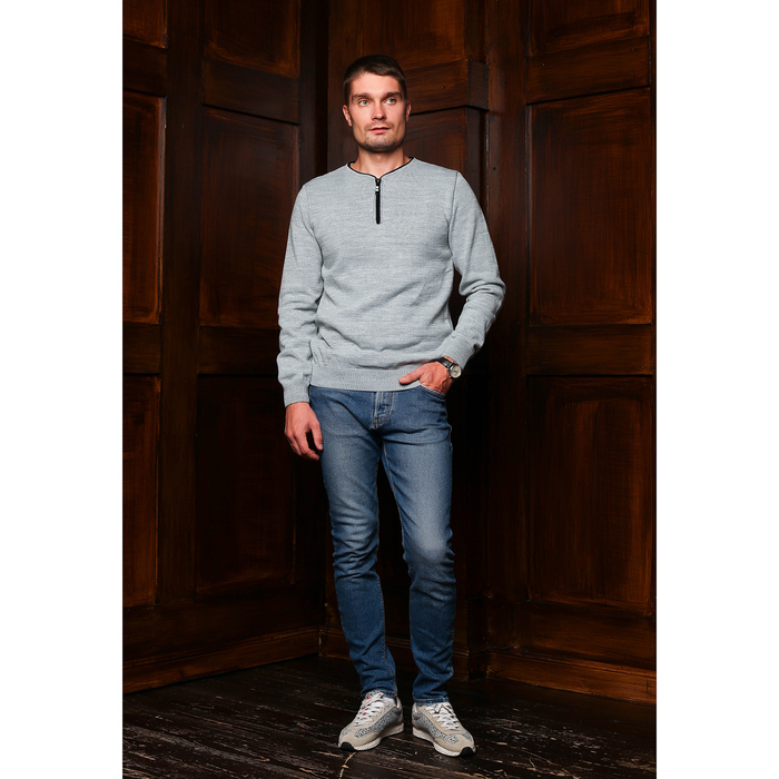 Джемпер мужской Д-14у, цвет серый, р-р 50 рост 176-182