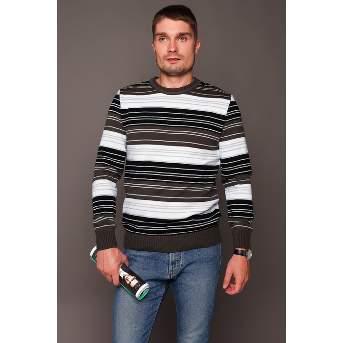 Джемпер мужской Д-163 цвет серый/чёрный, р-р 48рост 176-182