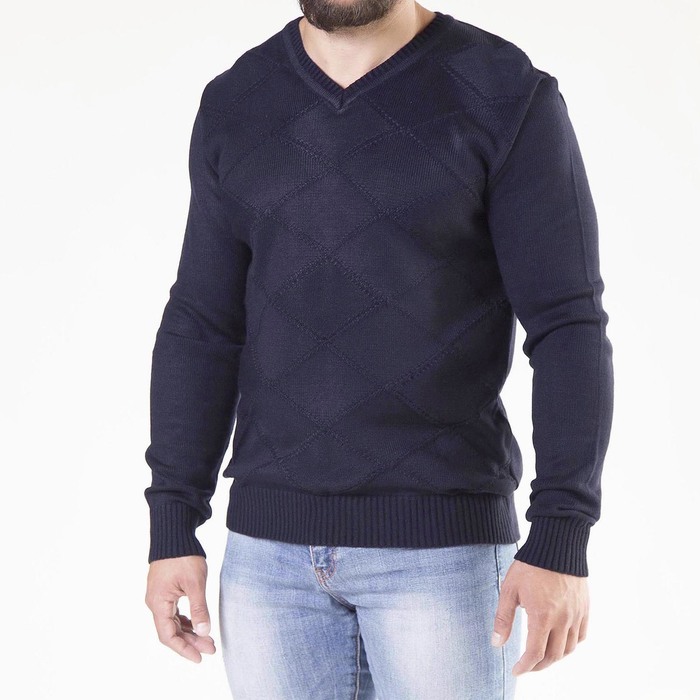 Джемпер мужской Д-169v, цвет синий, р-р 50 рост 176-182