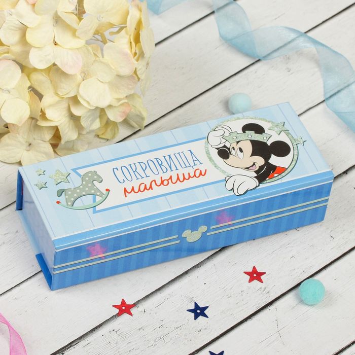 Подарочный набор: фотоальбом 10 магнит. листов, набор памятных коробочек в пенале "Мой первый год", Микки Маус, Дисней Беби