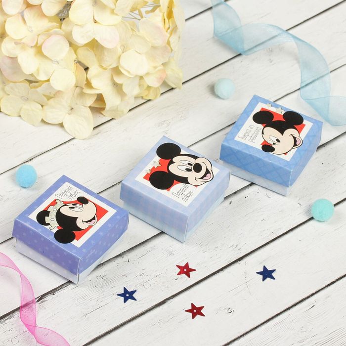 Подарочный набор: фотоальбом 10 магнит. листов, набор памятных коробочек в пенале "Мой первый год", Микки Маус, Дисней Беби