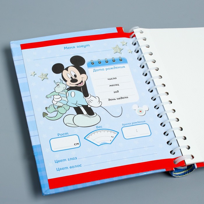 Подарочный набор: фотоальбом 10 магнит. листов, набор памятных коробочек в пенале "Мой первый год", Микки Маус, Дисней Беби
