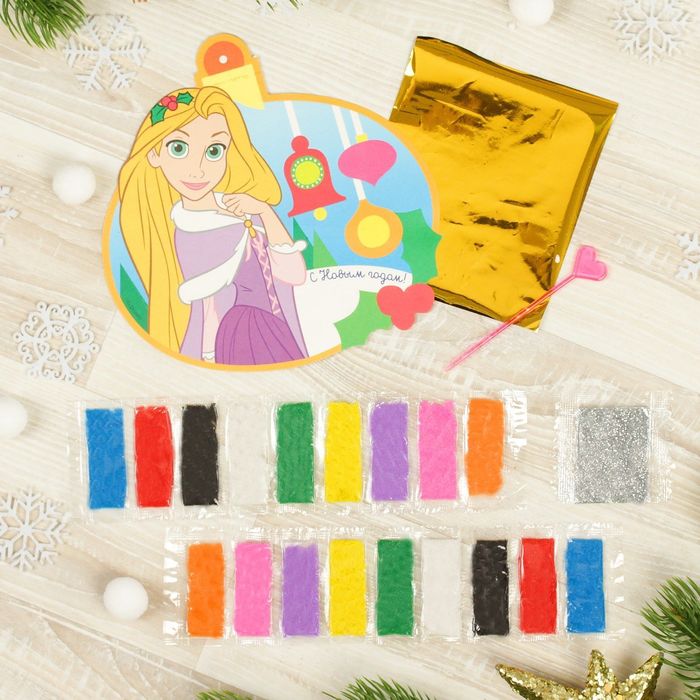 Фреска форменная "С Новым годом!" Принцессы: Рапунцель + блестки, стека, фольга