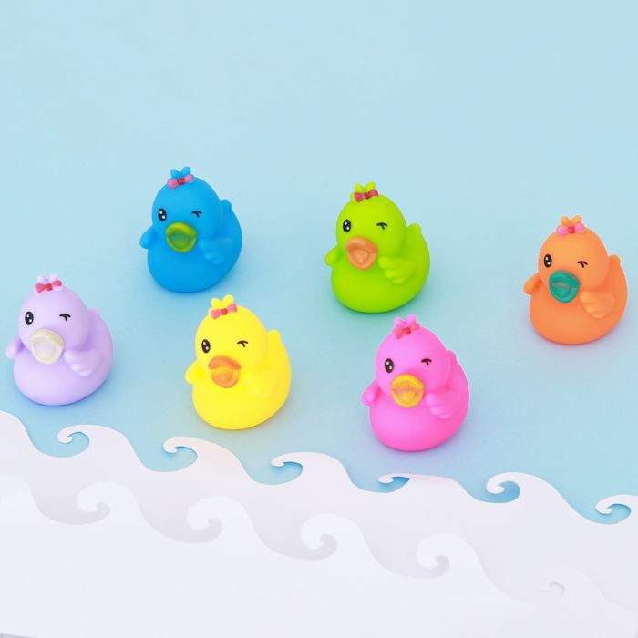 Набор пищалок для ванны «Уточка с бантиком», 6 шт., цвета МИКС