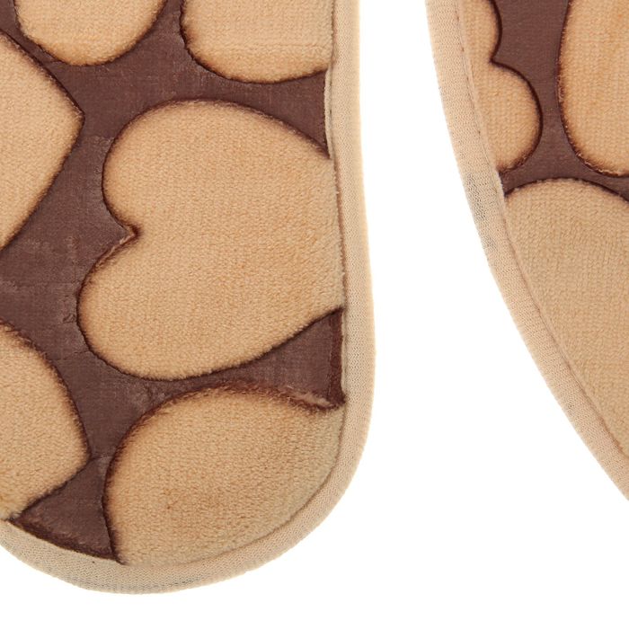 Набор ковриков для ванной и туалета "Сердце" 3 шт, цвет бежевый