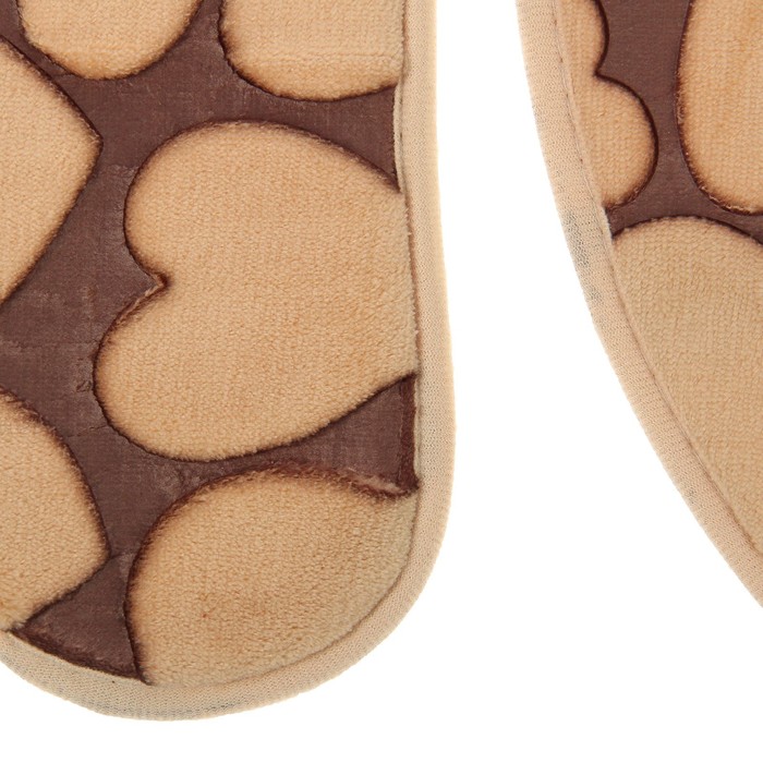 Набор ковриков для ванной и туалета "Сердце" 3 шт, цвет бежевый