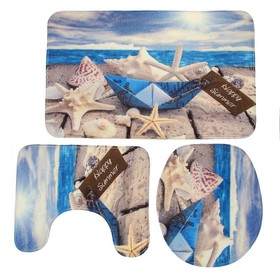 

Набор ковриков для ванны и туалета «Бумажный корбалик», 3 шт: 37×43, 39×48, 50×80 см