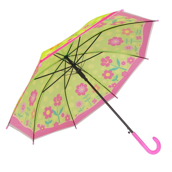 Зонт детский полуавтоматический "Полянка", r=40см, цвет розовый/зелёный