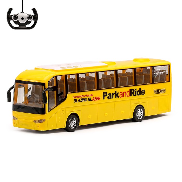 Автобус радиоуправляемый "Междугородний", работает от батареек, световые эффекты, МИКС