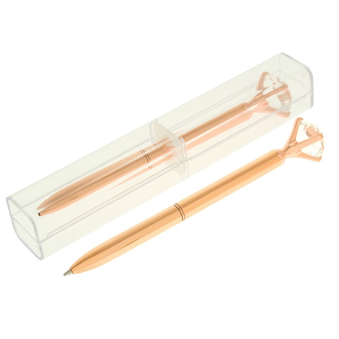 Ручка шариковая подарочная в пластиковом футляре поворотная NEW KRISTALL медная