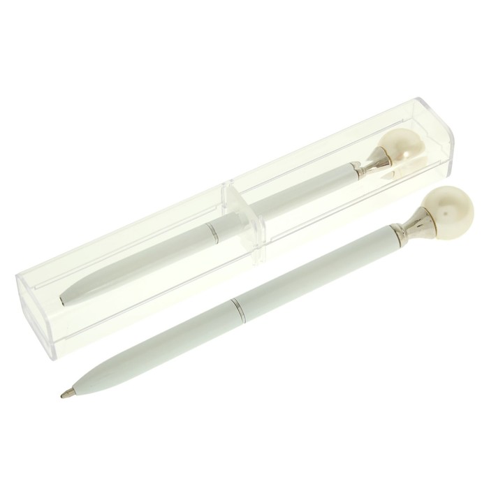 Ручка шариковая подарочная в пластиковом футляре поворотная NEW Жемчужина белая