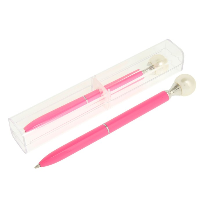 Ручка шариковая подарочная в пластиковом футляре поворотная NEW Жемчужина розовая