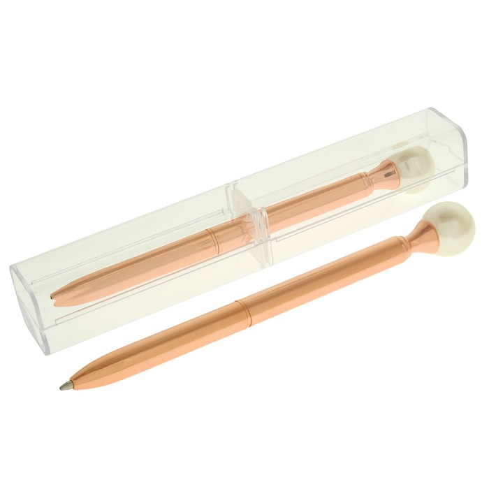 Ручка шариковая подарочная в пластиковом футляре поворотная NEW Жемчужина медная