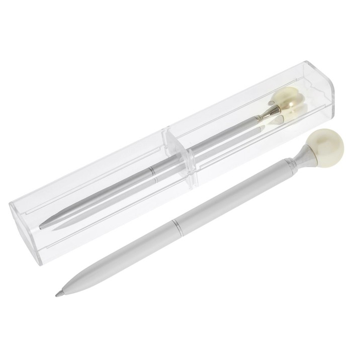 Ручка шариковая подарочная в пластиковом футляре поворотная NEW Жемчужина серебристая