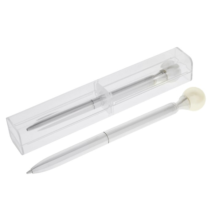 Ручка шариковая подарочная в пластиковом футляре поворотная NEW Жемчужина серебристая