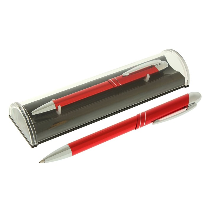 Ручка шариковая подарочная в пластиковом футляре автоматическая NEW Элегант красная