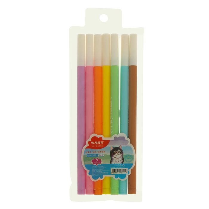 Набор гелевых ручек 07цв,0,5мм, флюор в блистере на кнопке