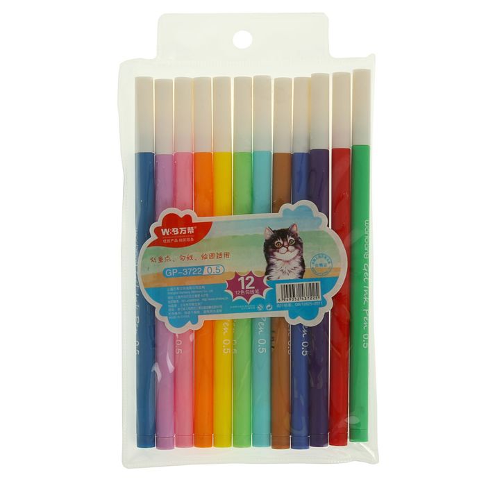 Набор гелевых ручек 12цв,0,5мм, флюор в блистере на кнопке