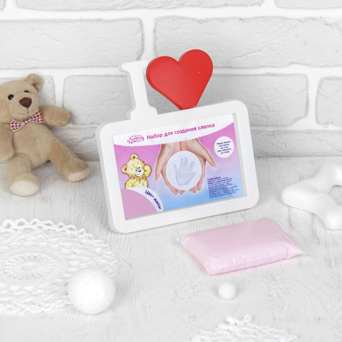 Набор для создания слепка ручки, ножки малыша "Я тебя люблю", 50 гр, цвет массы розовый