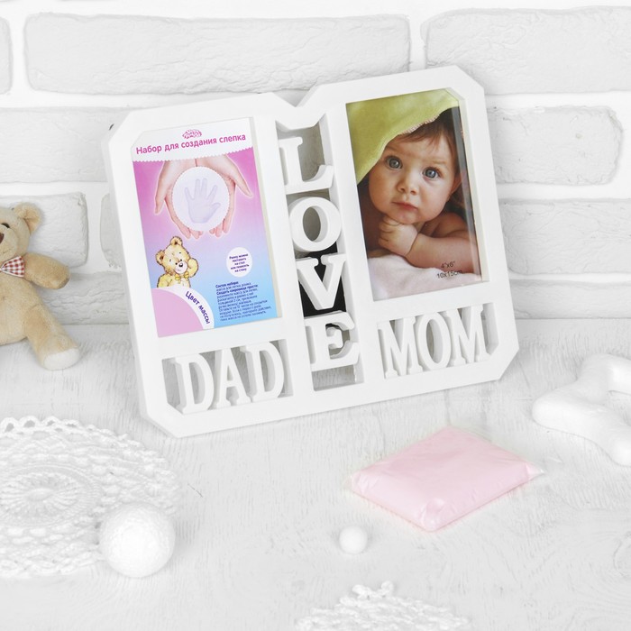Набор для создания слепка ручки, ножки малыша "Мама, папа, любовь", цвет массы розовый
