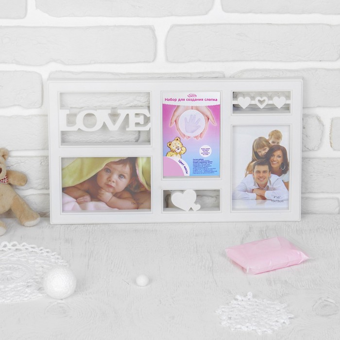 Набор для создания слепка ручки, ножки малыша "Love", 50 гр, цвет массы розовый