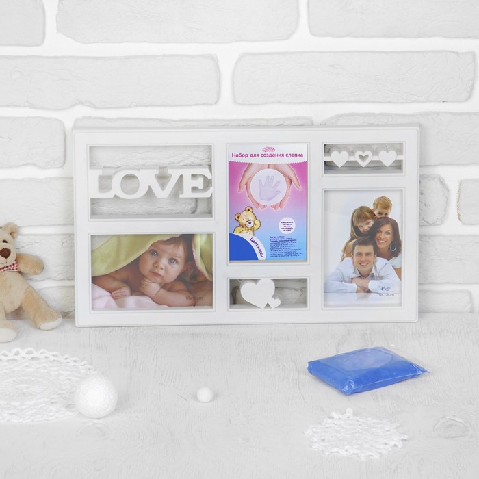 Набор для создания слепка ручки, ножки малыша "Love", 50 гр, цвет массы голубой