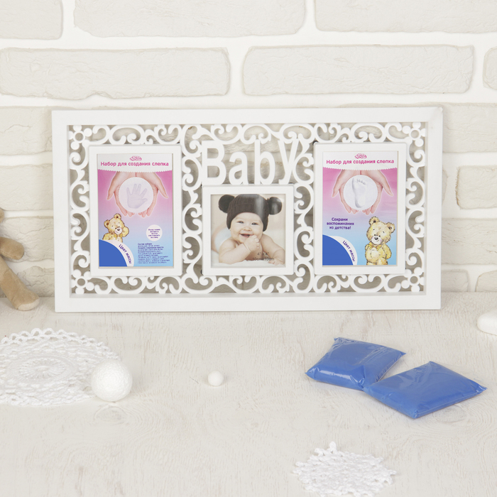 Набор для создания слепка ручки, ножки малыша "Baby", 100 гр, цвет массы голубой