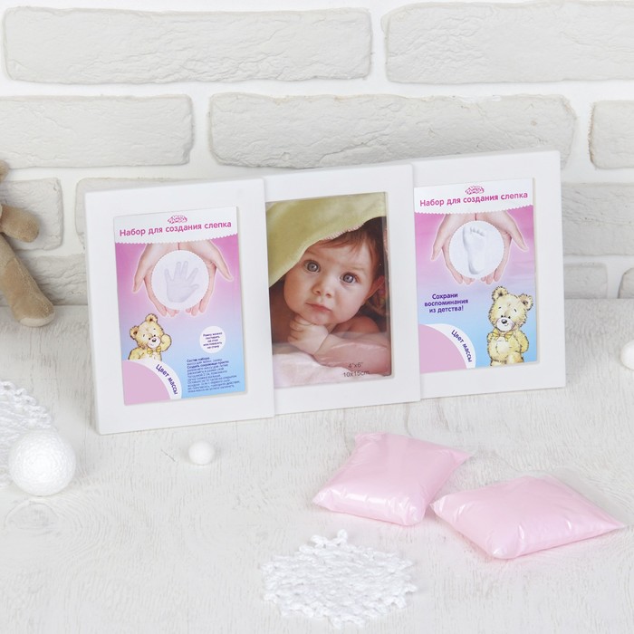 Набор для создания слепка ручки, ножки малыша "Трио", 100 гр, цвет массы розовый