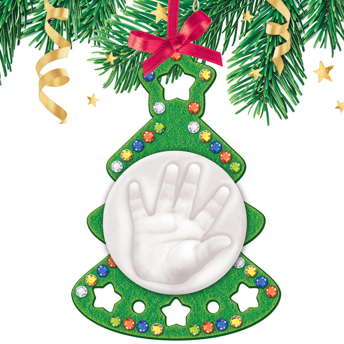 Набор для создания слепка с фетром "Елочка" + масса для лепки, стразы, атласная лента