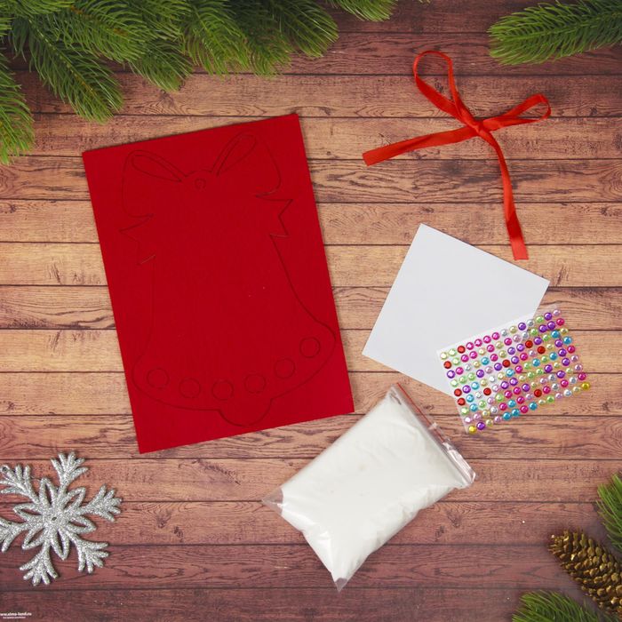 Набор для создания слепка с фетром "Колокольчик" + масса для лепки, стразы, атласная лента 232429