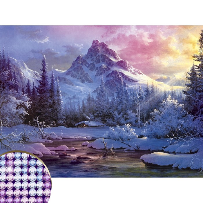 

Алмазная мозаика с частичным заполнением «Зима» 30х40 см, холст, ёмкость