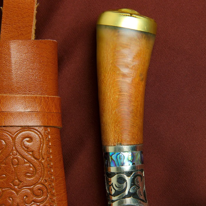 Пчак Шархон, рукоять из дерева (сухма), гарда и навершие мельхиор с садафом