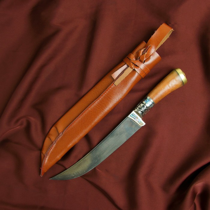 Пчак Шархон, рукоять из дерева (сухма), гарда и навершие мельхиор с садафом