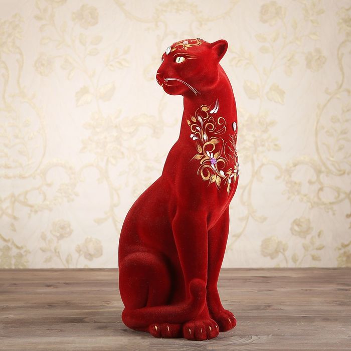 Копилка "Пантера" флок бордовый