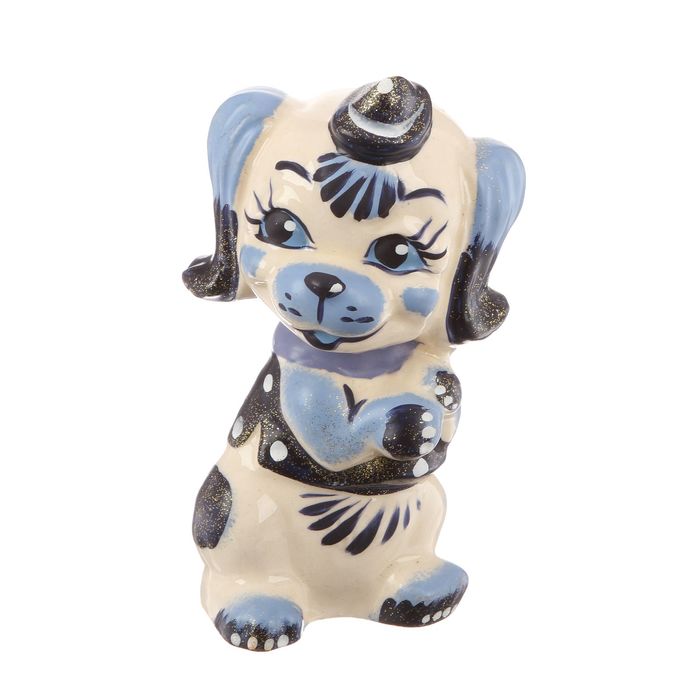 Копилка "БолонкаАлиса" 16 см гжель