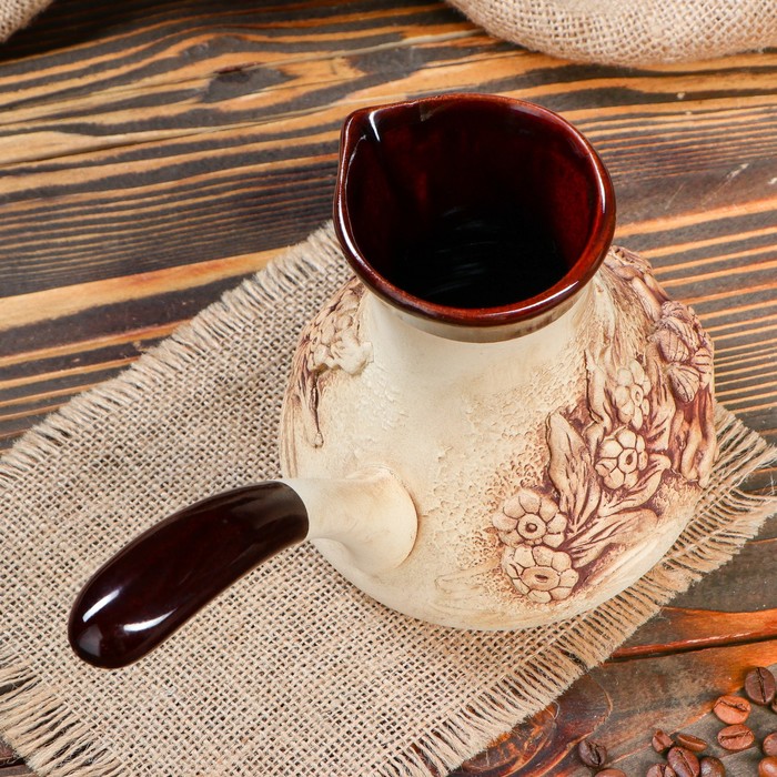 Турка для кофе 1 л лепка, микс