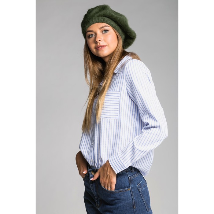 Берет шерстяной женский "Лайла", размер 54-56, цвет тёмно-зелёный