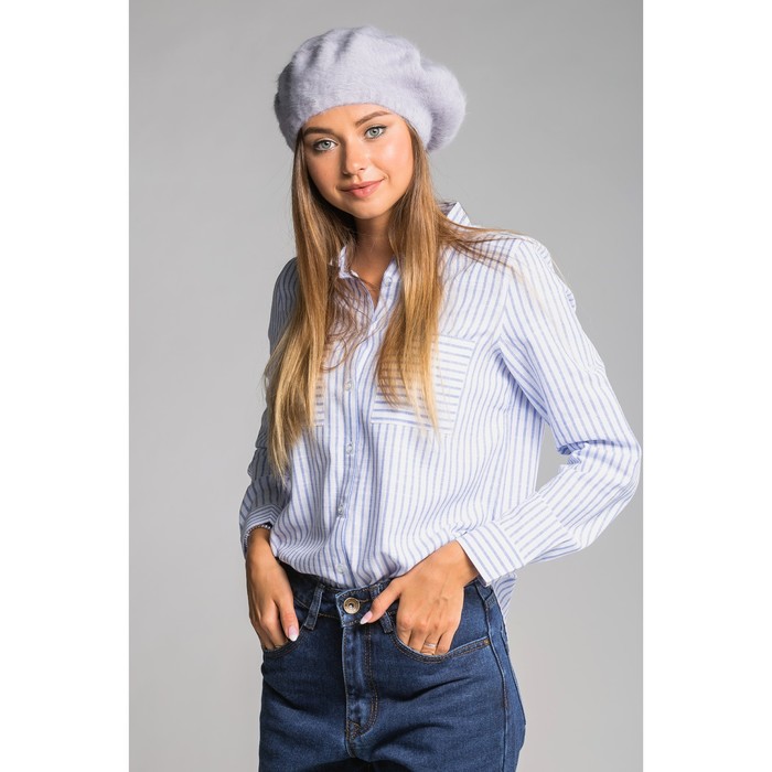 Берет шерстяной женский "Лайла", размер 54-56, цвет серый