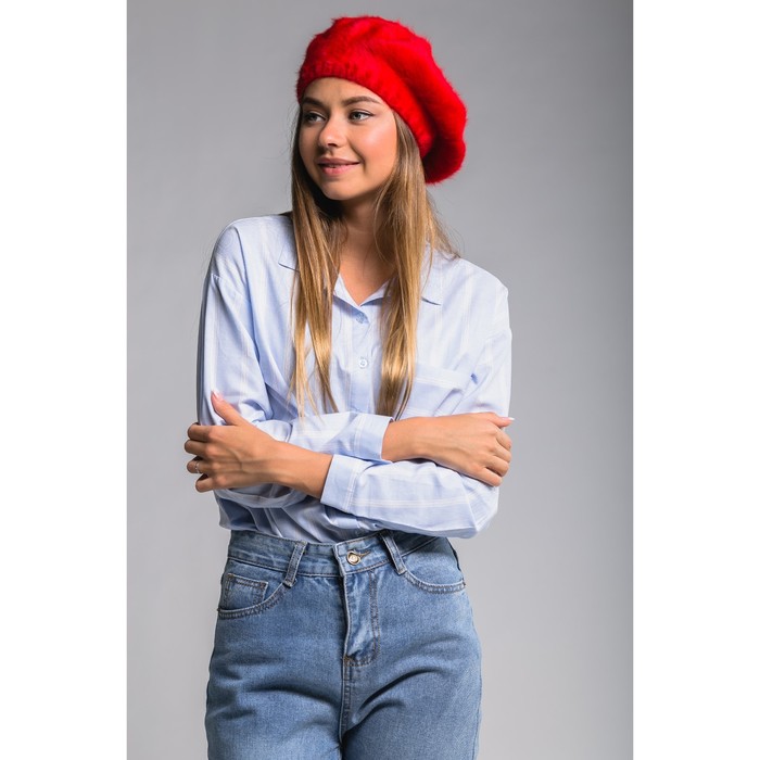 Берет шерстяной женский "Лайла", размер 54-56, цвет красный