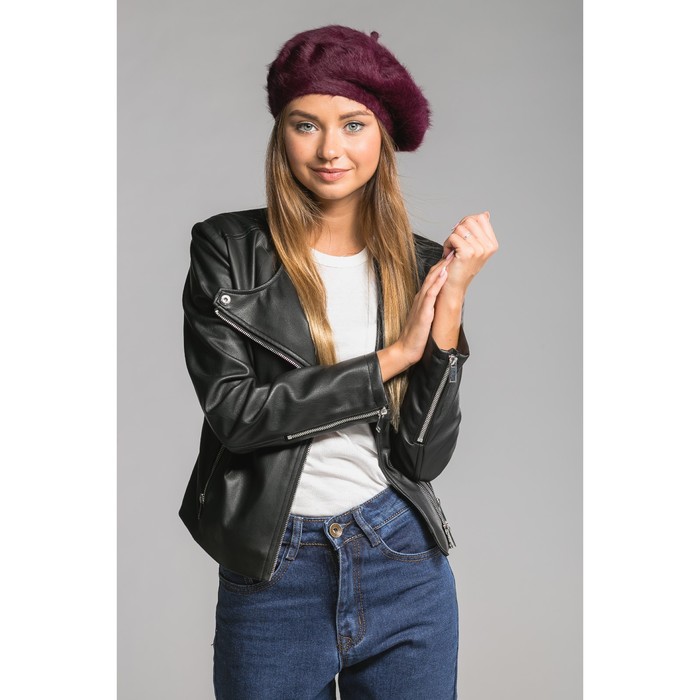 Берет шерстяной женский "Лайла", размер 54-56, цвет бордовый