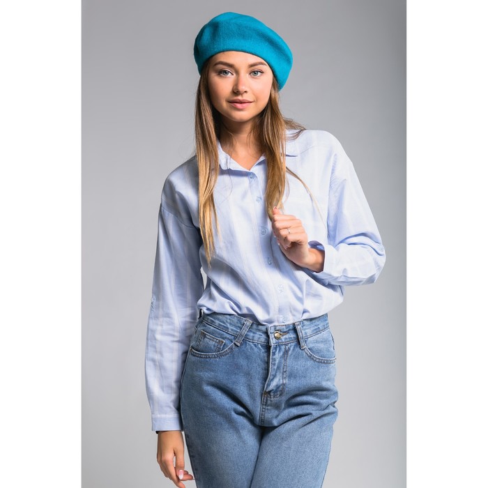 Берет шерстяной женский "Ромилда", размер 54-56, цвет бирюзовый