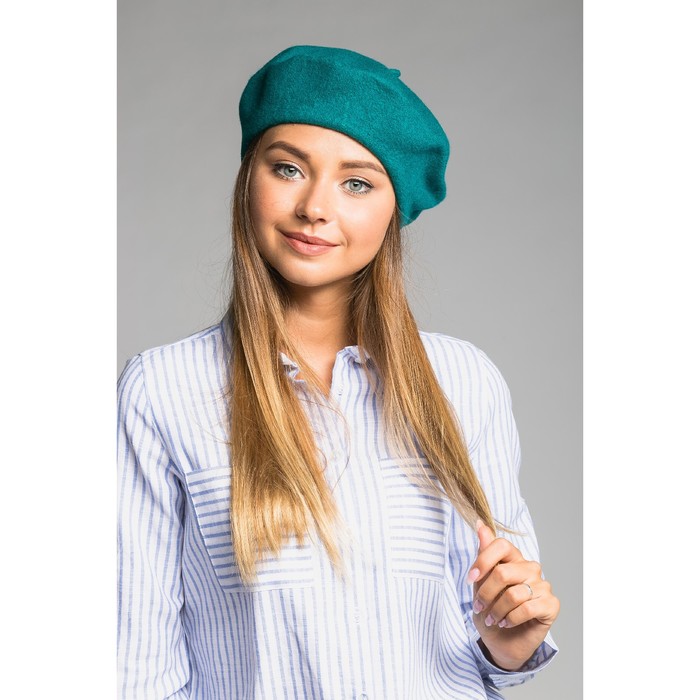 Берет шерстяной женский "Ромилда", размер 54-56, цвет зелёный