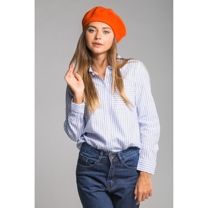 Берет шерстяной женский "Ромилда", размер 54-56, цвет оранжевый