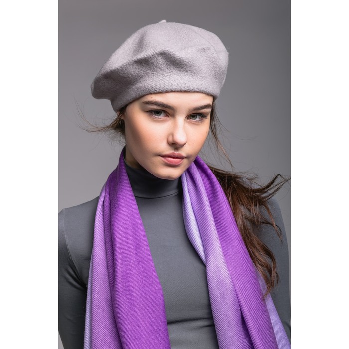 Берет шерстяной женский "Ромилда", размер 54-56, цвет светло-серый