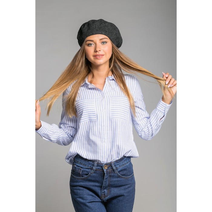 Берет шерстяной женский "Ромилда", размер 54-56, цвет темно-серый