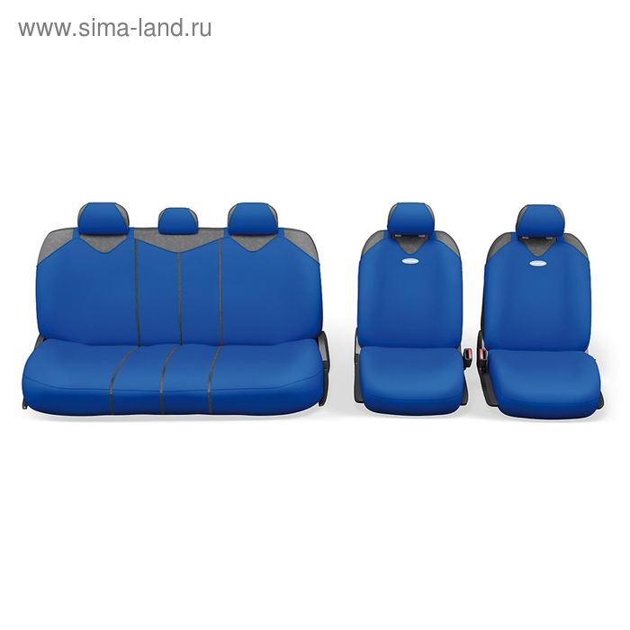 фото Чехол-майка autoprofi r-1 sport plus zippers r-902pz bl, закрытое сиденье, полиэстер, 9 предметов, 6 молний, цвет синий