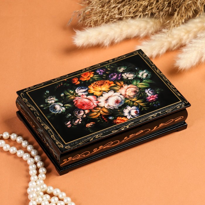 Шкатулка «Жостово», 11×16 см, лаковая миниатюра шкатулка цветы 11×16 см лаковая миниатюра