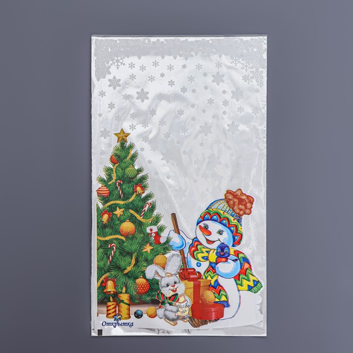 Пакет подарочный Открытка 20 х 35 см, цветной металлизированный рисунок пакет подарочный снегурочка 25 х 40 см цветной металлизированный рисунок